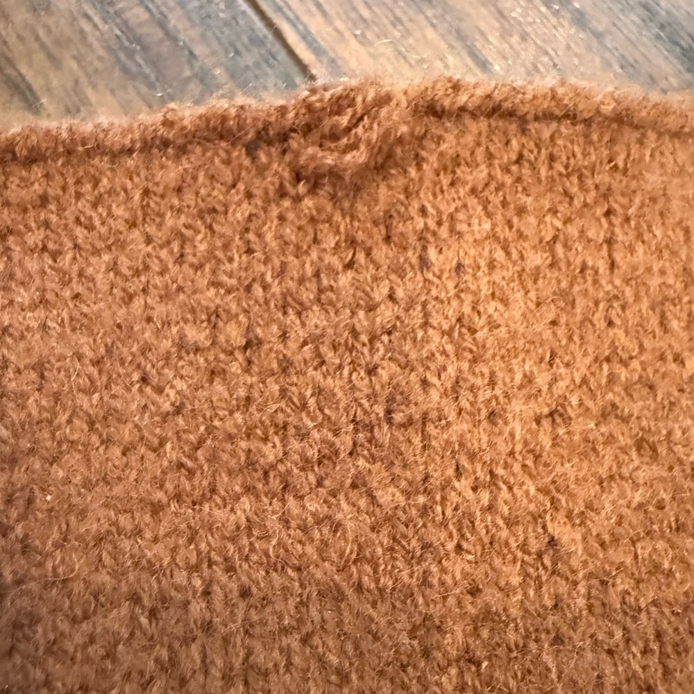 THML Knit Cowl Neck Chestnut Sleeveless Sweater With Blue Florals Size Large - Picture 10 of 10